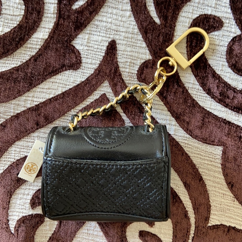 Tory Burch quilted leather key chain. Never used.